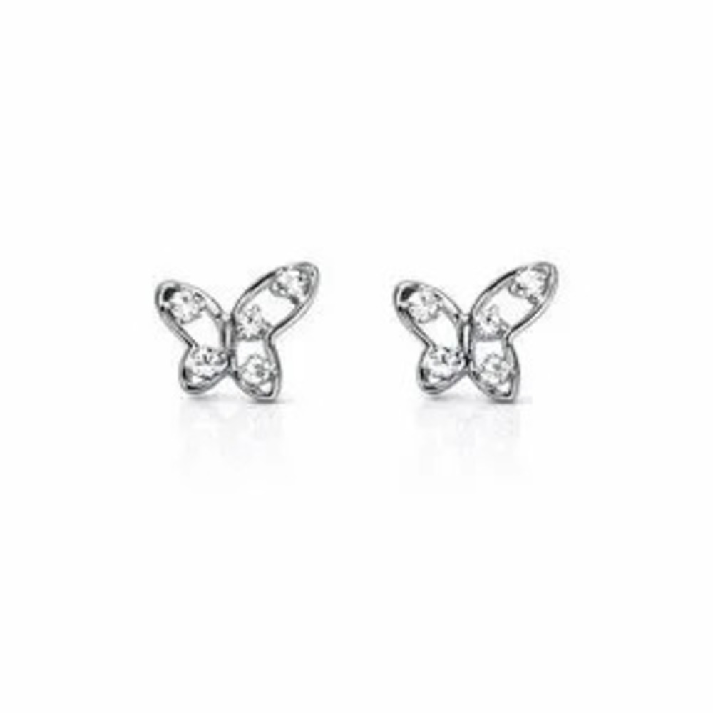 Elegant Silver Butterfly Stud Earrings